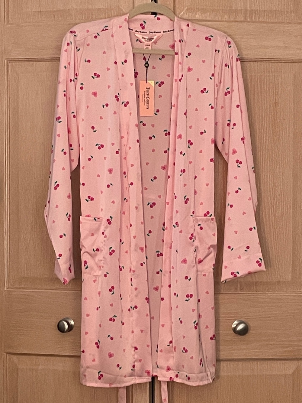 Juicy Couture Light Pink Cherry & Heart Print Robe